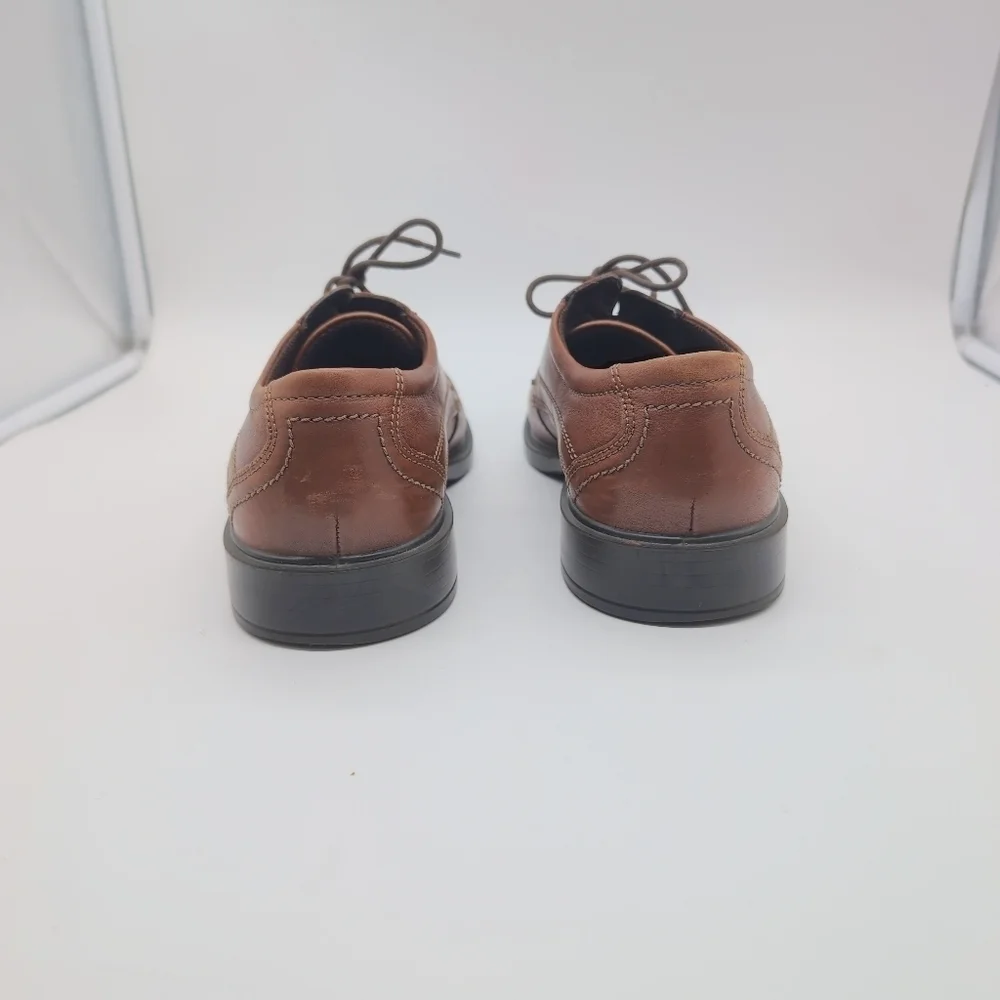 Ecco Sz 9 Classic Oxford Light Brown Leather Men's Shoes Minimum Wear